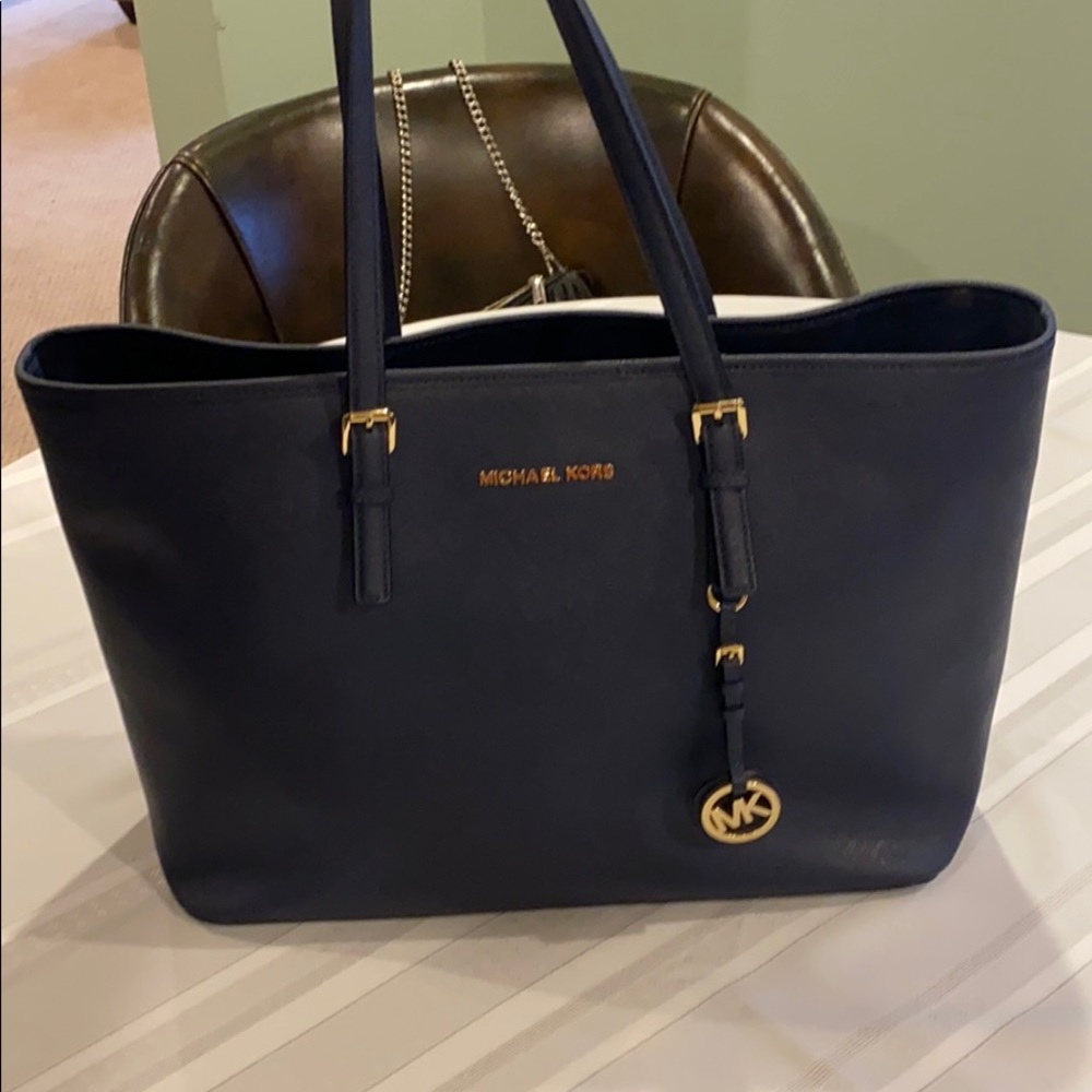 Michael Kors navy blue sariffino computer bag